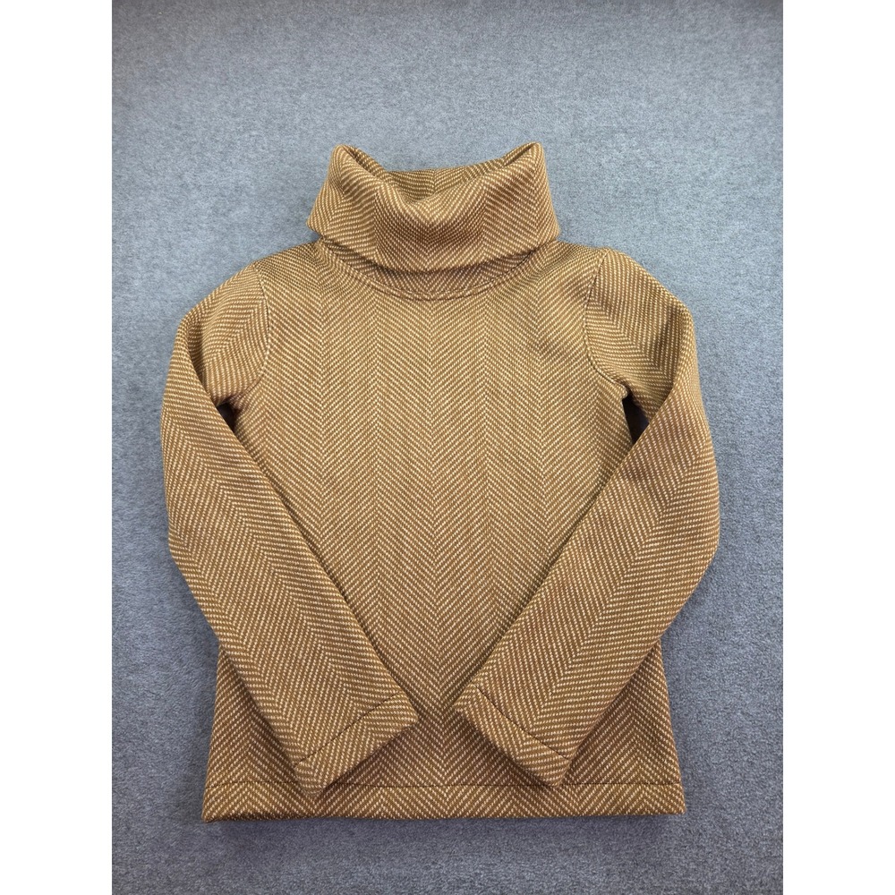 J.Crew Womens XXS Camel Brown Herringbone Fleece Funnel Neck Pullover Sweatshirt